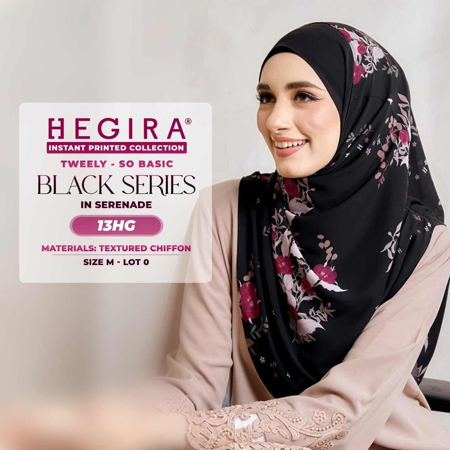 Hegira Hijab Inspired Tweely-So Basic Black Series Instant Collection (8-14HG)