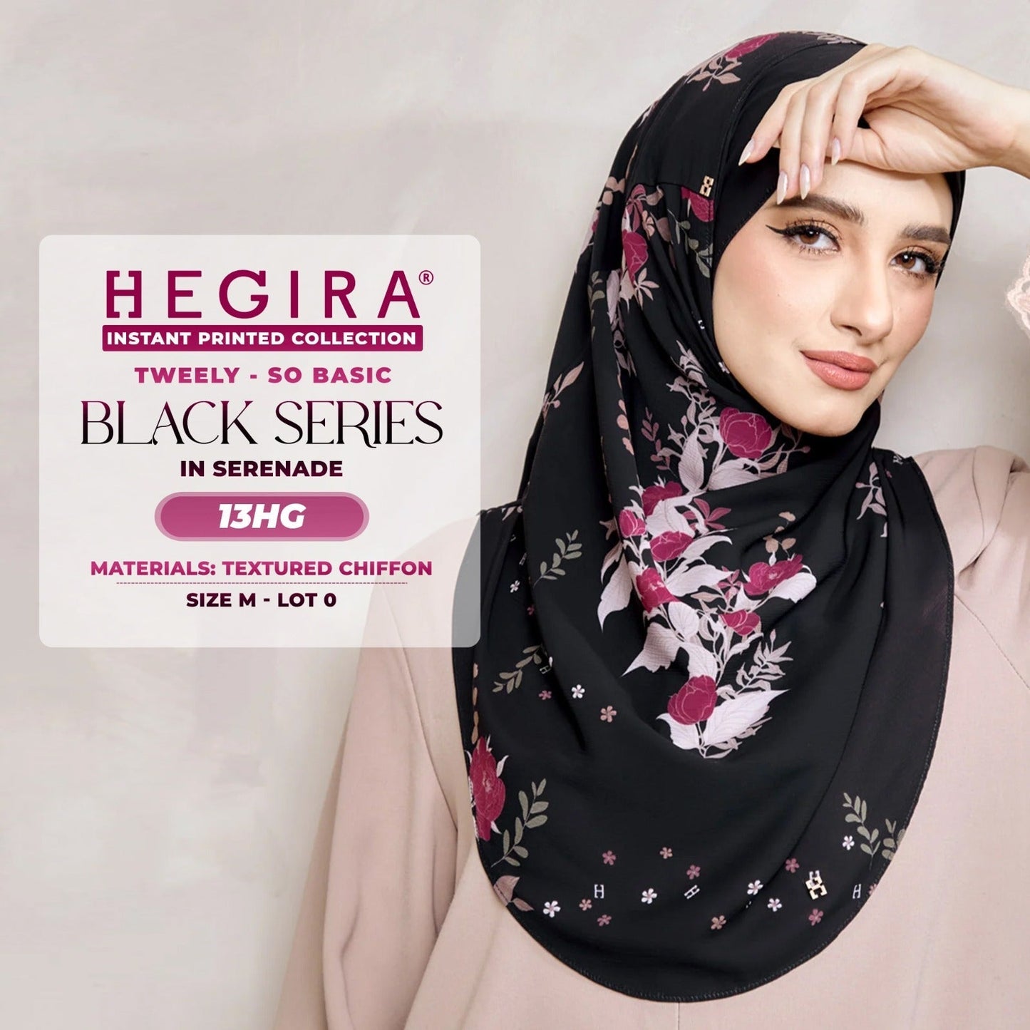 Hegira Hijab Inspired Tweely-So Basic Black Series Instant Collection (8-14HG)