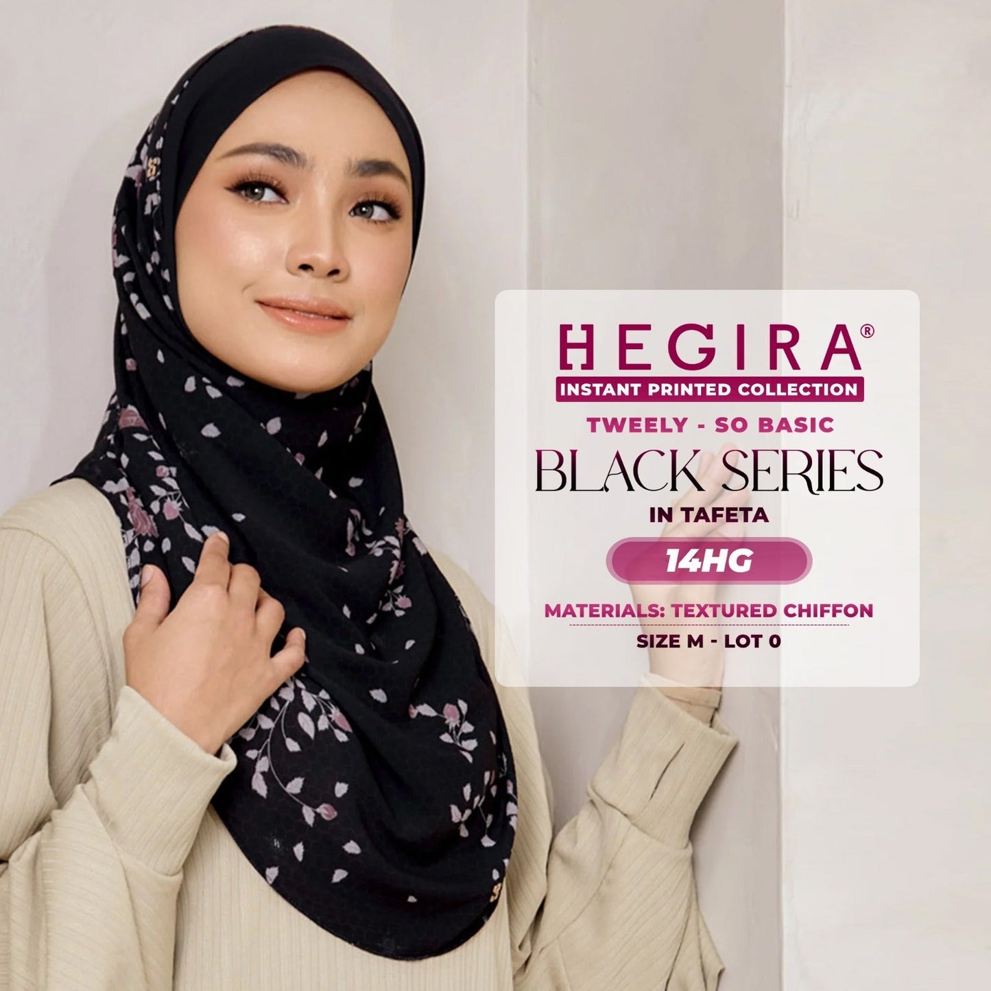 Hegira Hijab Inspired Tweely-So Basic Black Series Instant Collection (8-14HG)