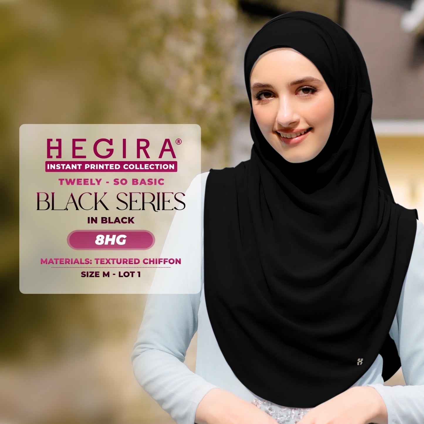 Hegira Hijab Inspired Tweely-So Basic Black Series Instant Collection (8-14HG)