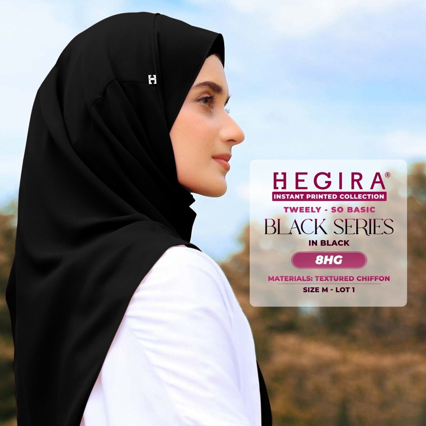Hegira Hijab Inspired Tweely-So Basic Black Series Instant Collection (8-14HG)