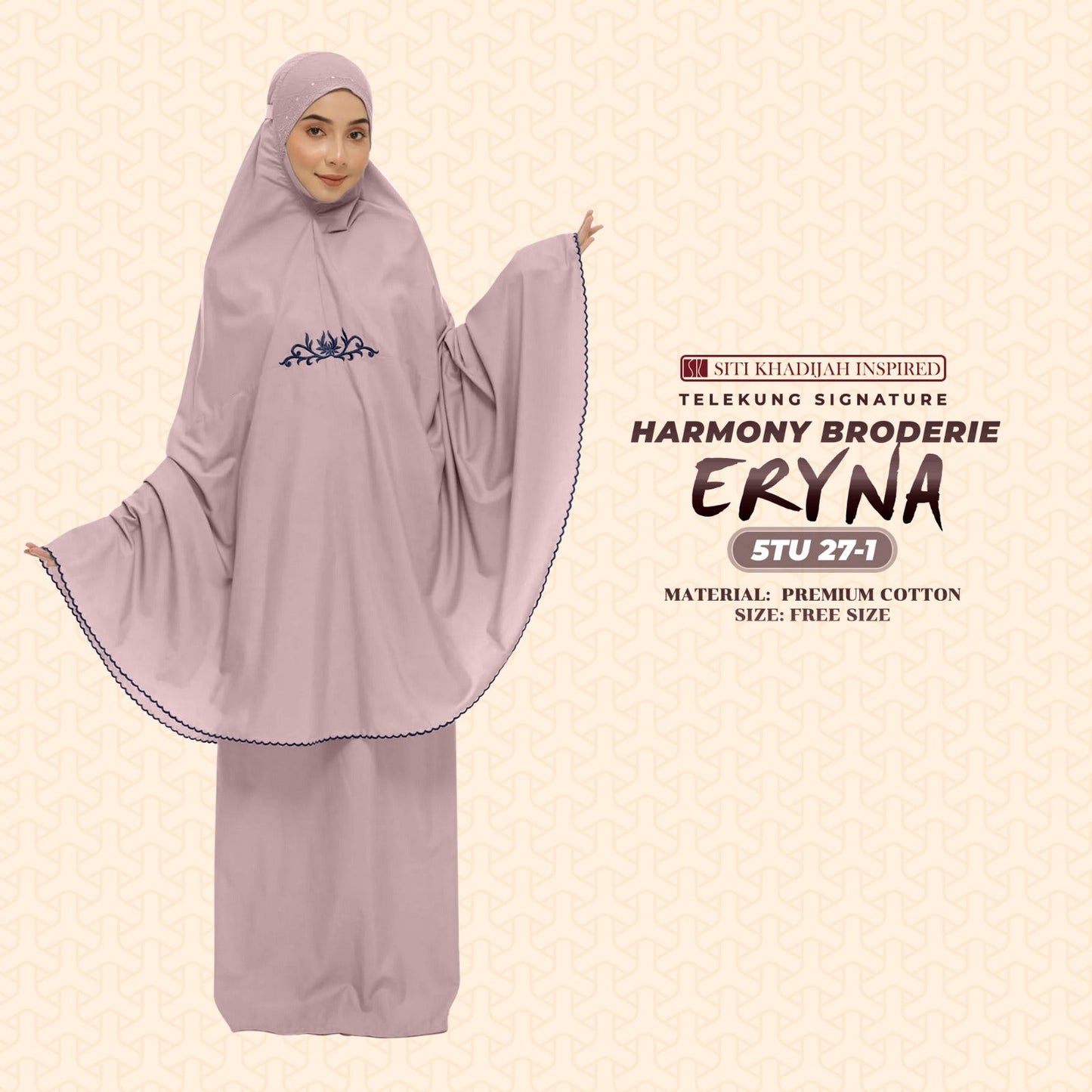 Telekung Inspired SK Harmony Broderie Eryna Collection Free Woven bag (5TU)