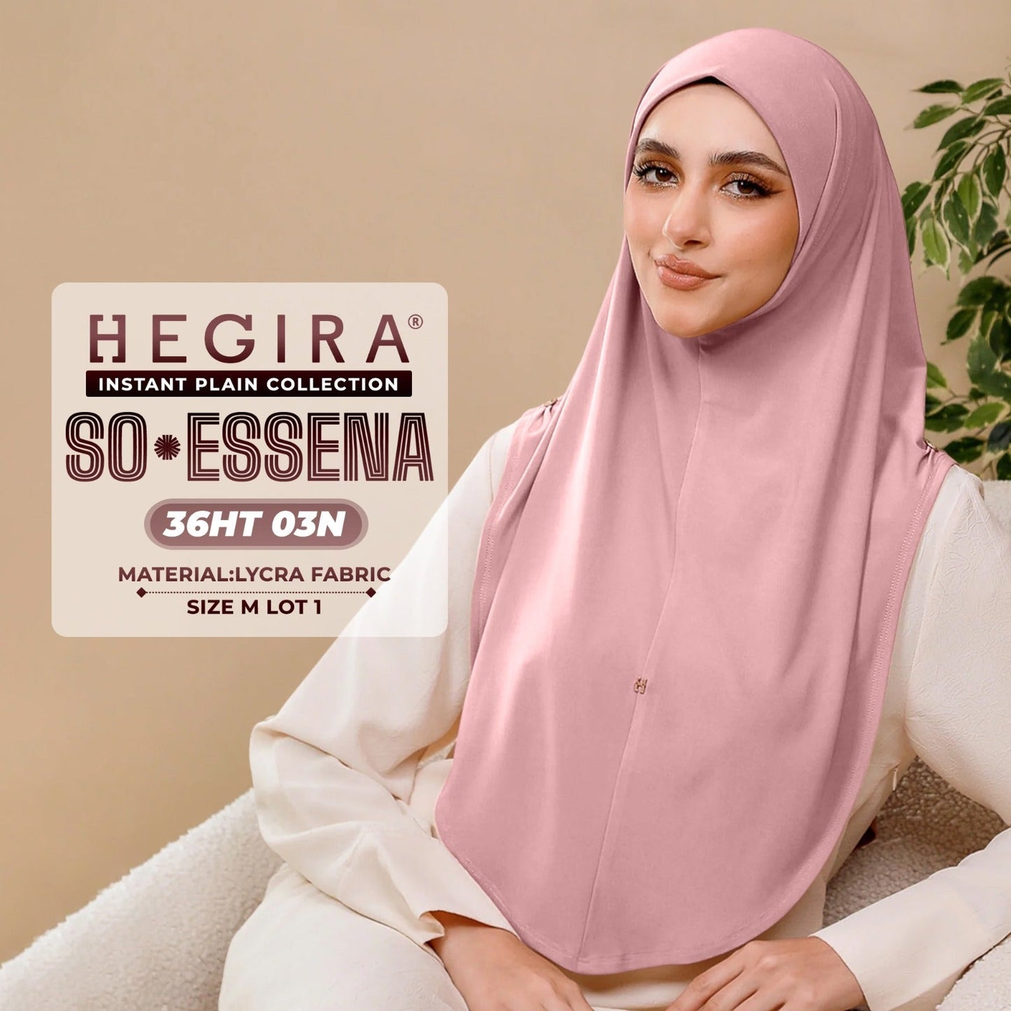 Hegira Hijab Inspired SO-Essena Instant Plain Collection (36HT)