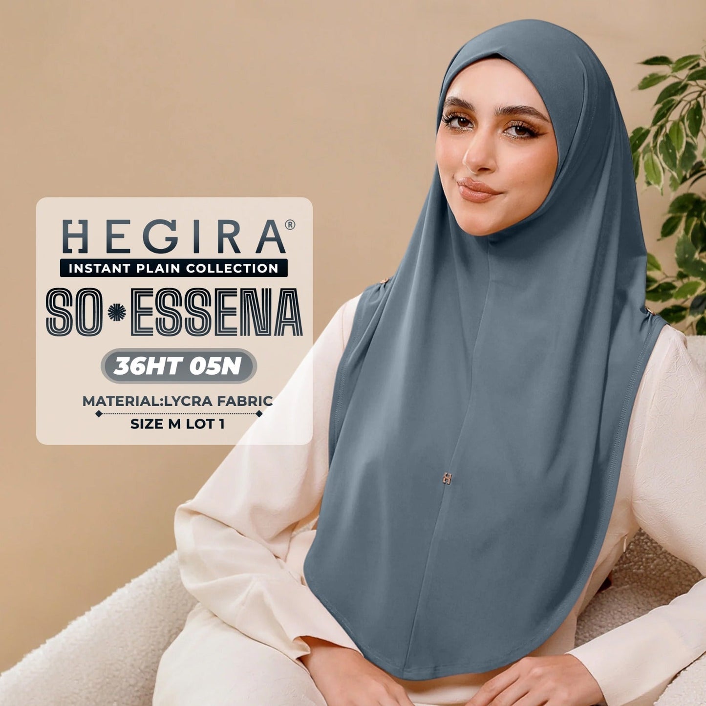 Hegira Hijab Inspired SO-Essena Instant Plain Collection (36HT)