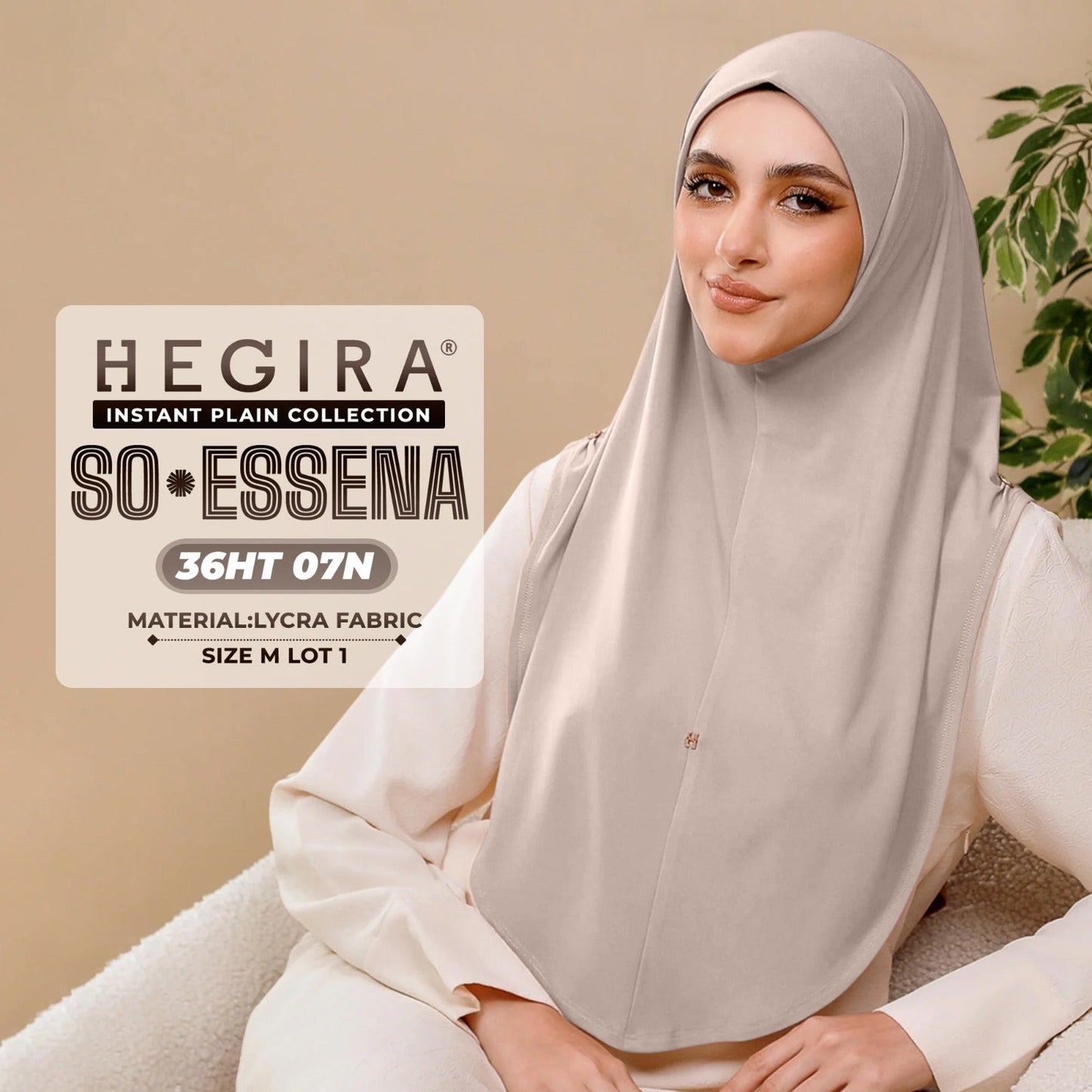 Hegira Hijab Inspired SO-Essena Instant Plain Collection (36HT)