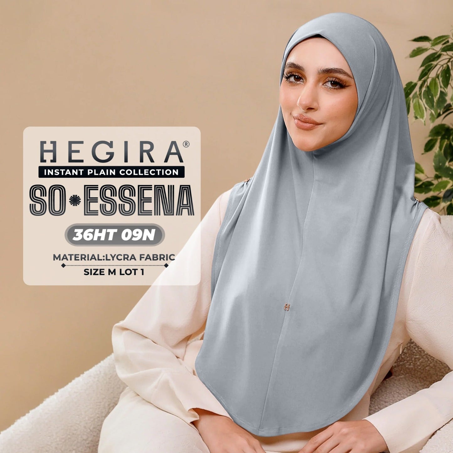 Hegira Hijab Inspired SO-Essena Instant Plain Collection (36HT)