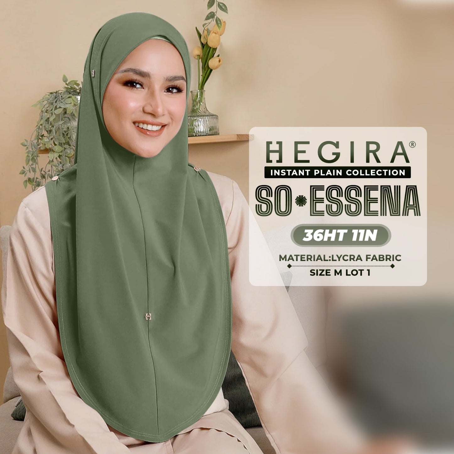 Hegira Hijab Inspired SO-Essena Instant Plain Collection (36HT)