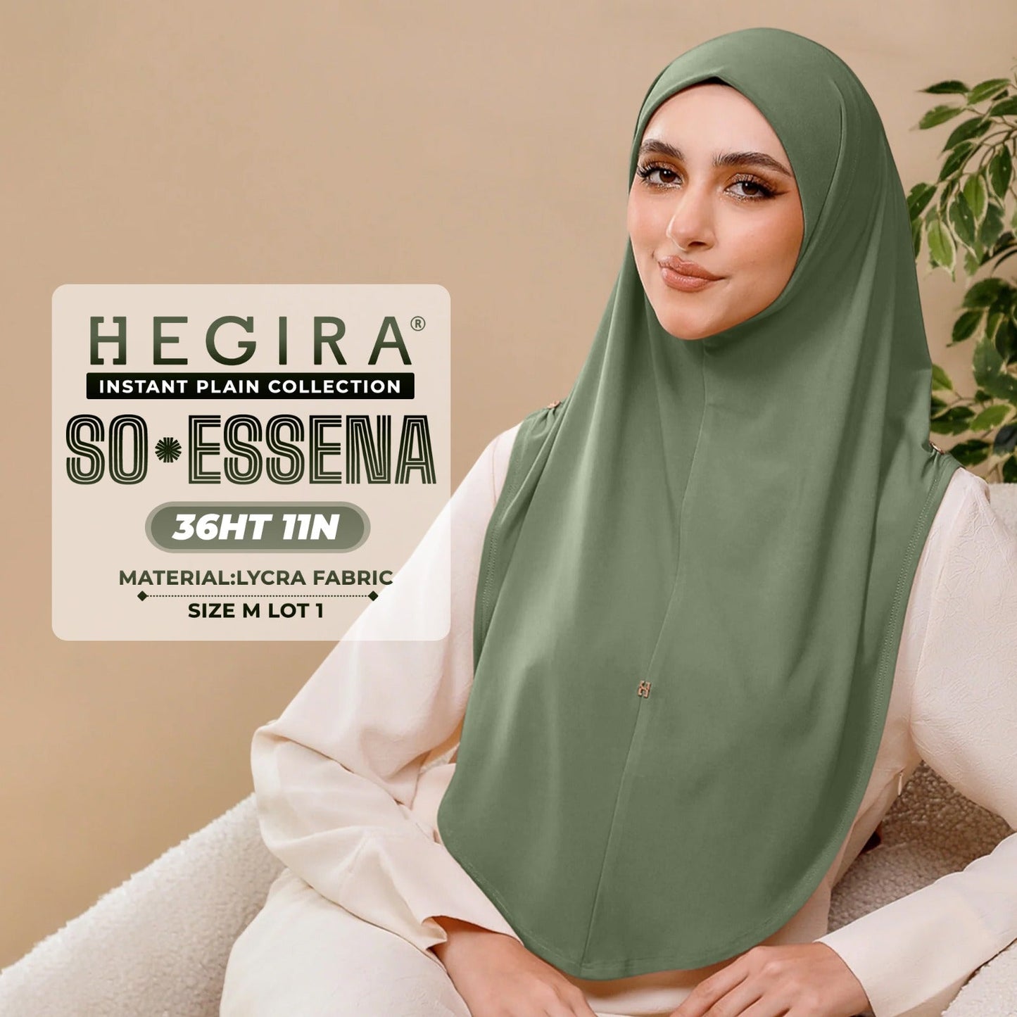 Hegira Hijab Inspired SO-Essena Instant Plain Collection (36HT)