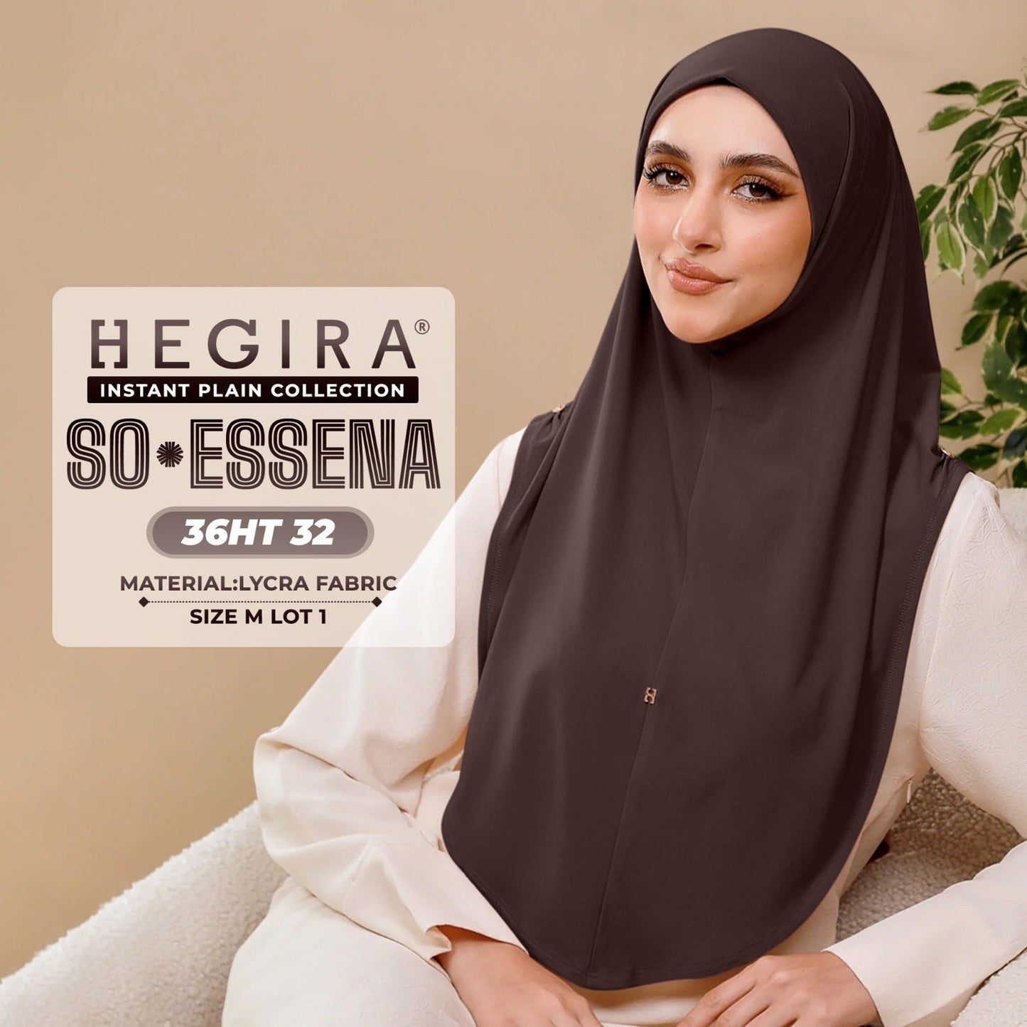 Hegira Hijab Inspired SO-Essena Instant Plain Collection (36HT)