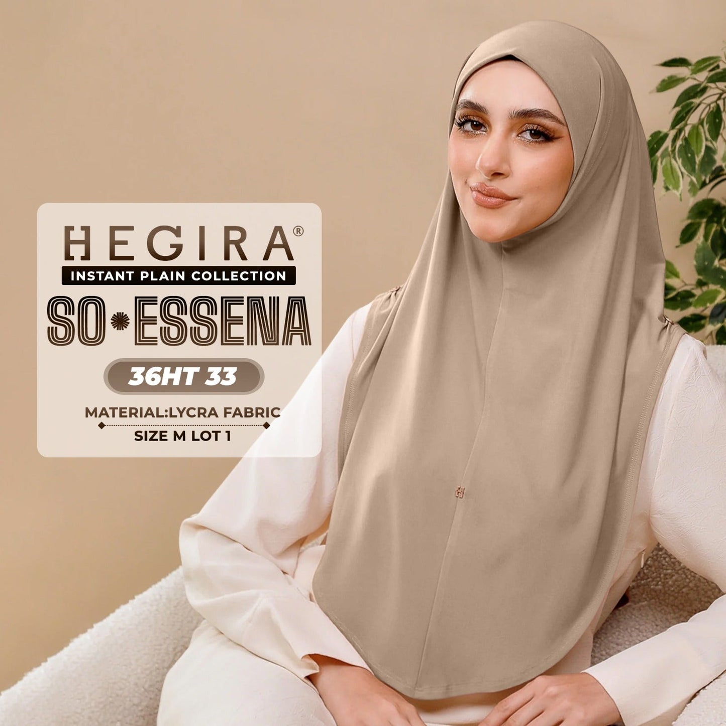 Hegira Hijab Inspired SO-Essena Instant Plain Collection (36HT)