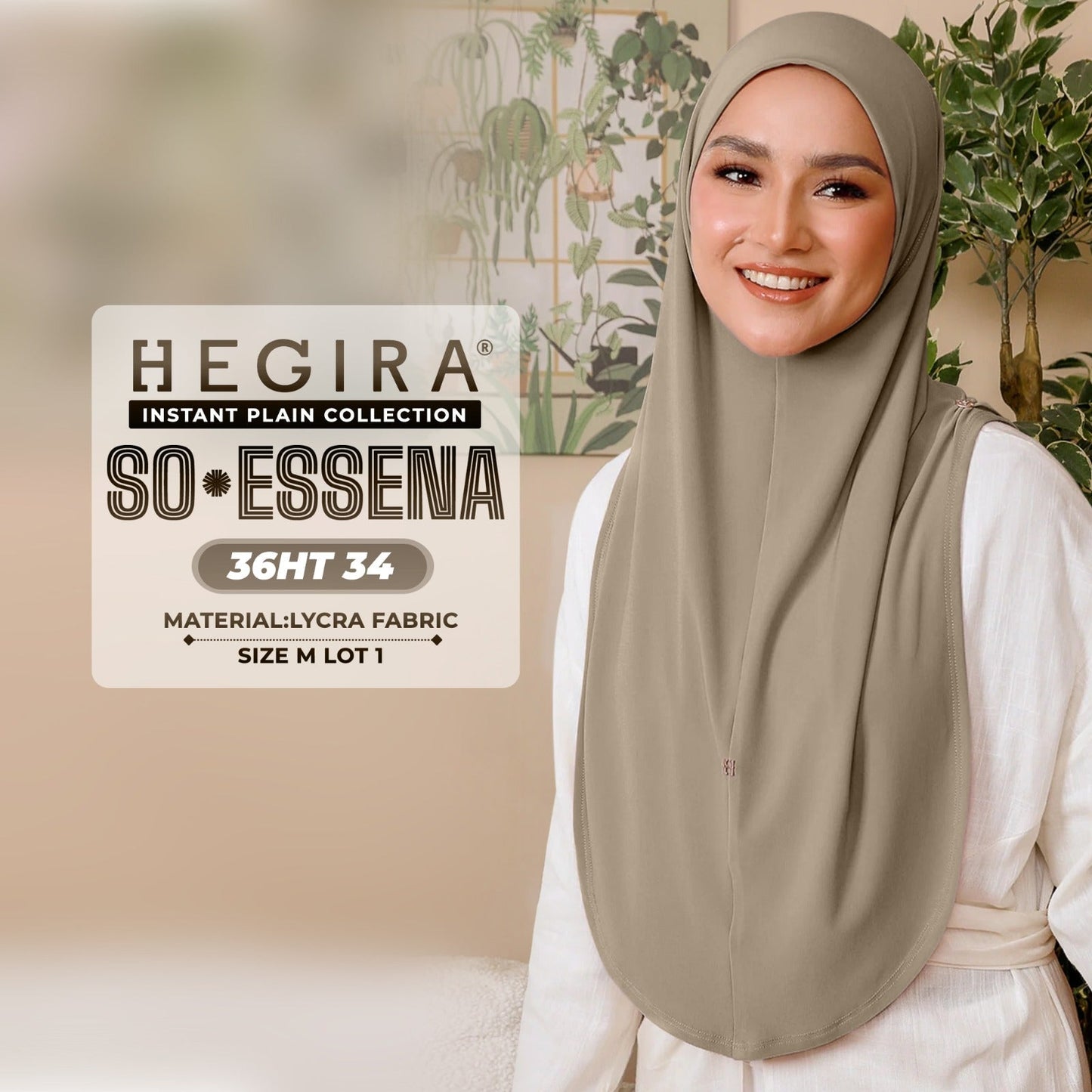 Hegira Hijab Inspired SO-Essena Instant Plain Collection (36HT)