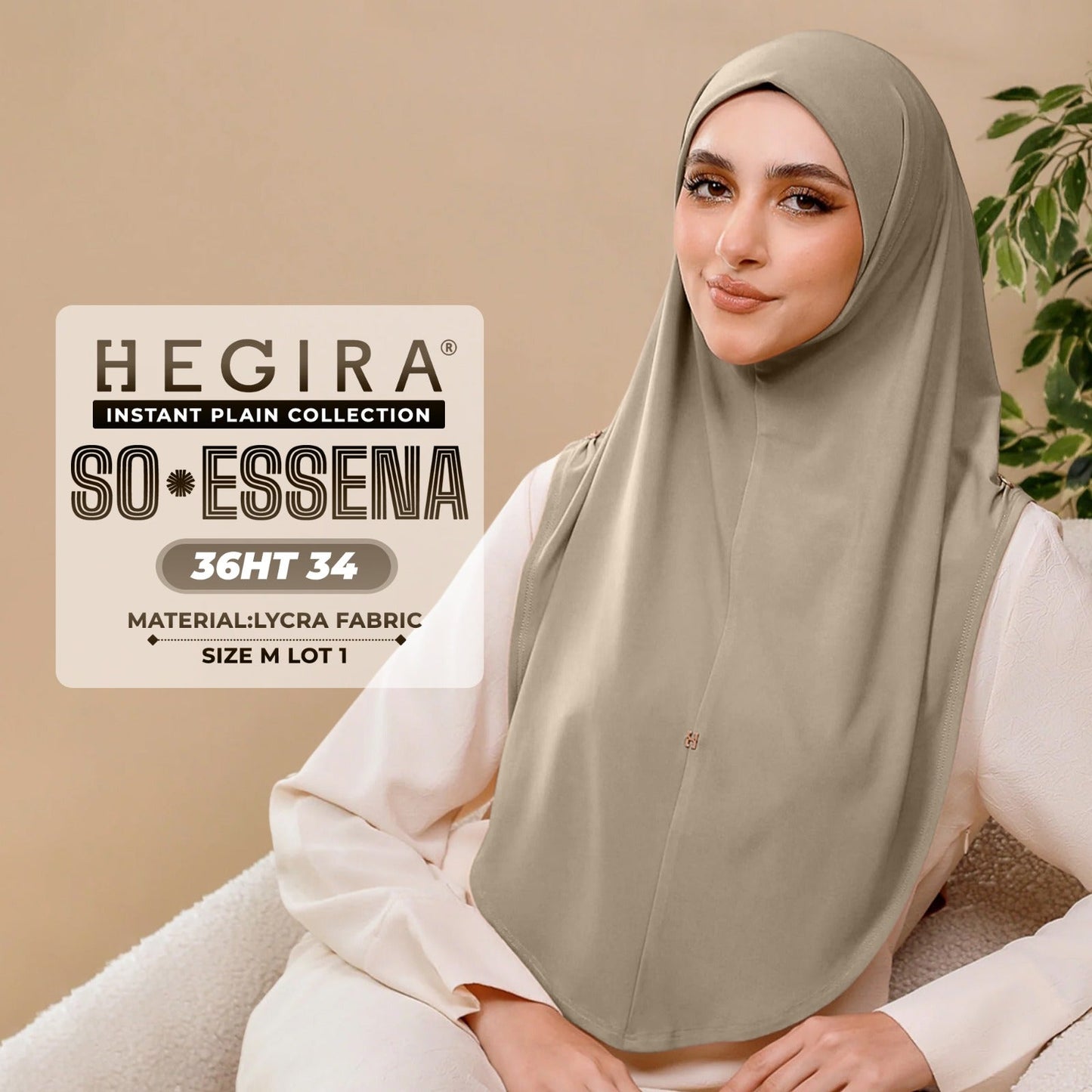 Hegira Hijab Inspired SO-Essena Instant Plain Collection (36HT)
