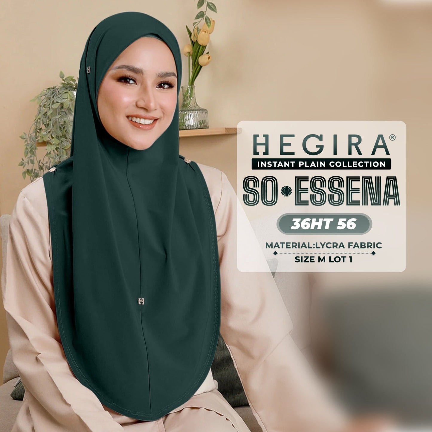 Hegira Hijab Inspired SO-Essena Instant Plain Collection (36HT)