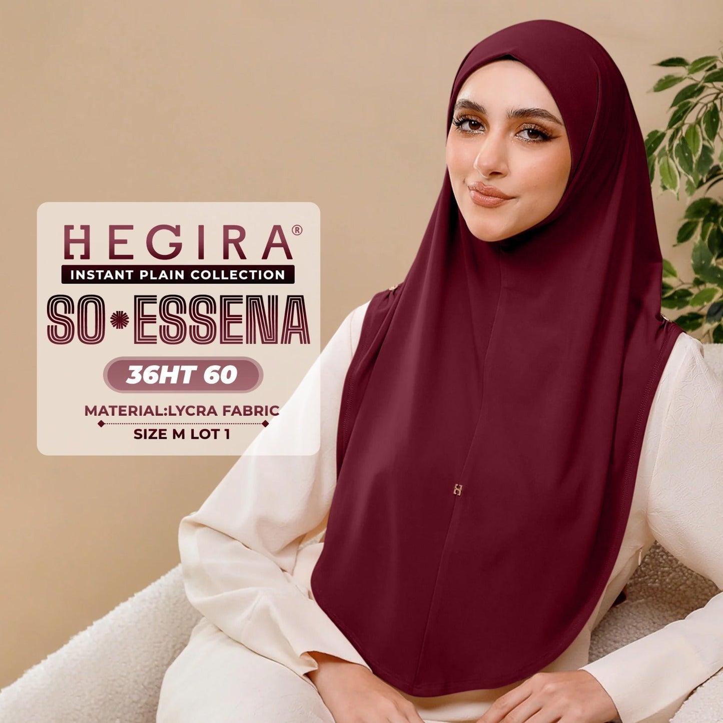 Hegira Hijab Inspired SO-Essena Instant Plain Collection (36HT)