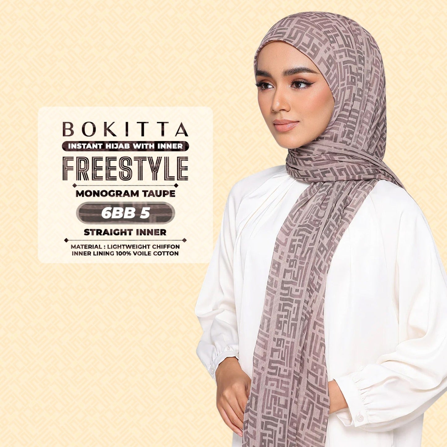 Bokitta Inspired Monogram 2 In Taupe Collection - Free Box