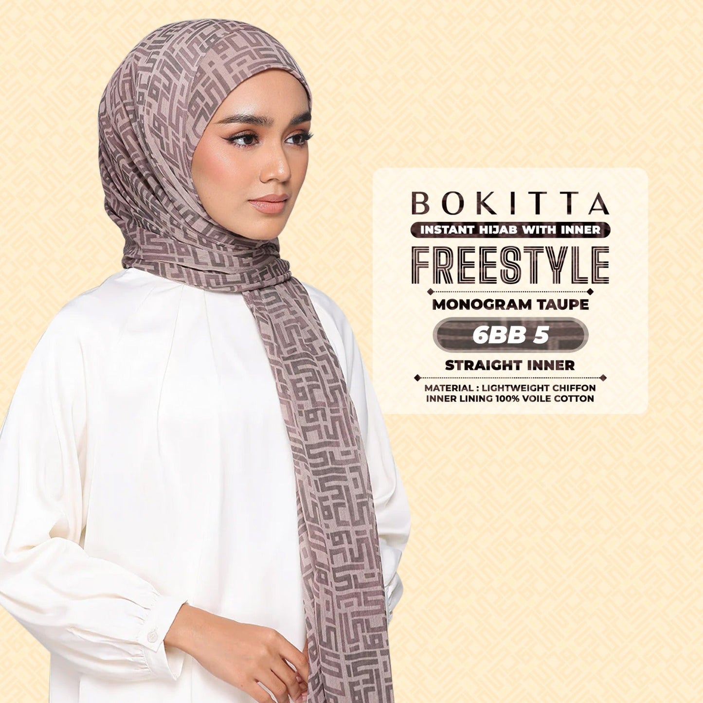 Bokitta Inspired Monogram 2 In Taupe Collection - Free Box