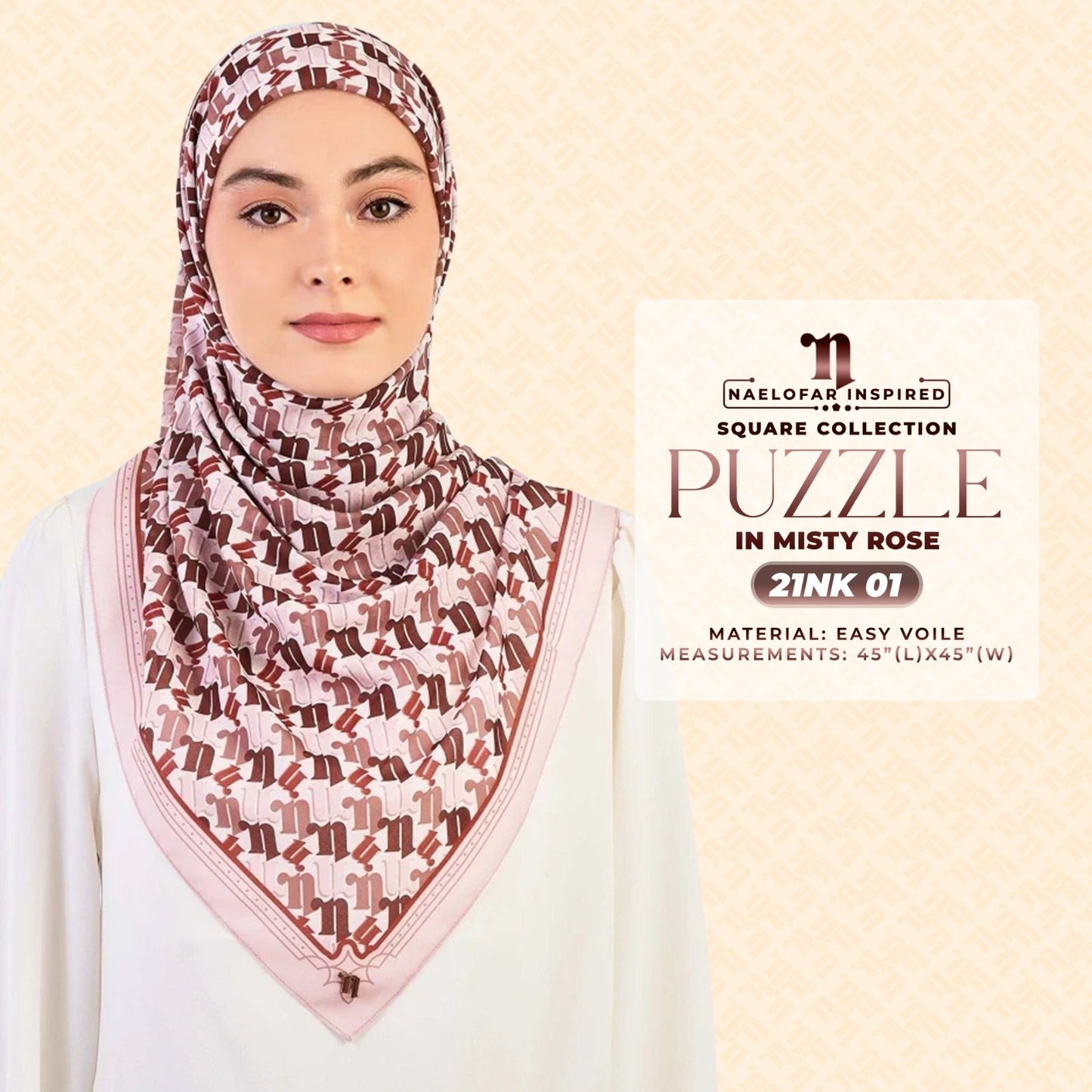 Naelofar Inspired Puzzel Printed Square Collection (21NK)