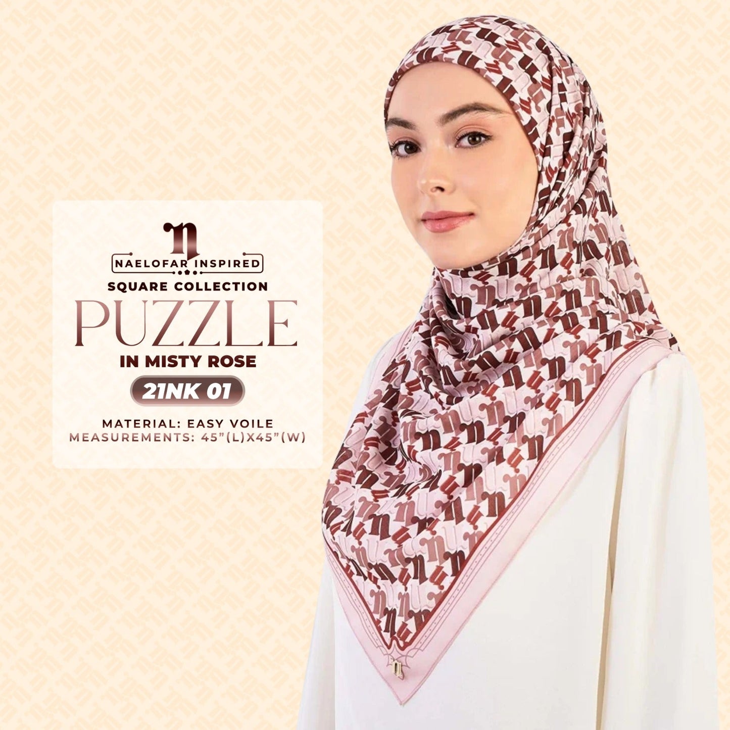 Naelofar Inspired Puzzel Printed Square Collection (21NK)