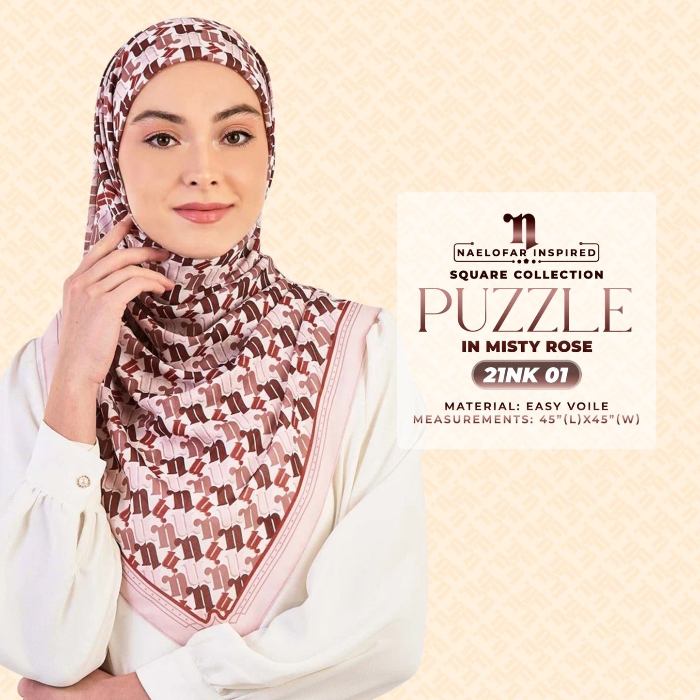 Naelofar Inspired Puzzel Printed Square Collection (21NK)