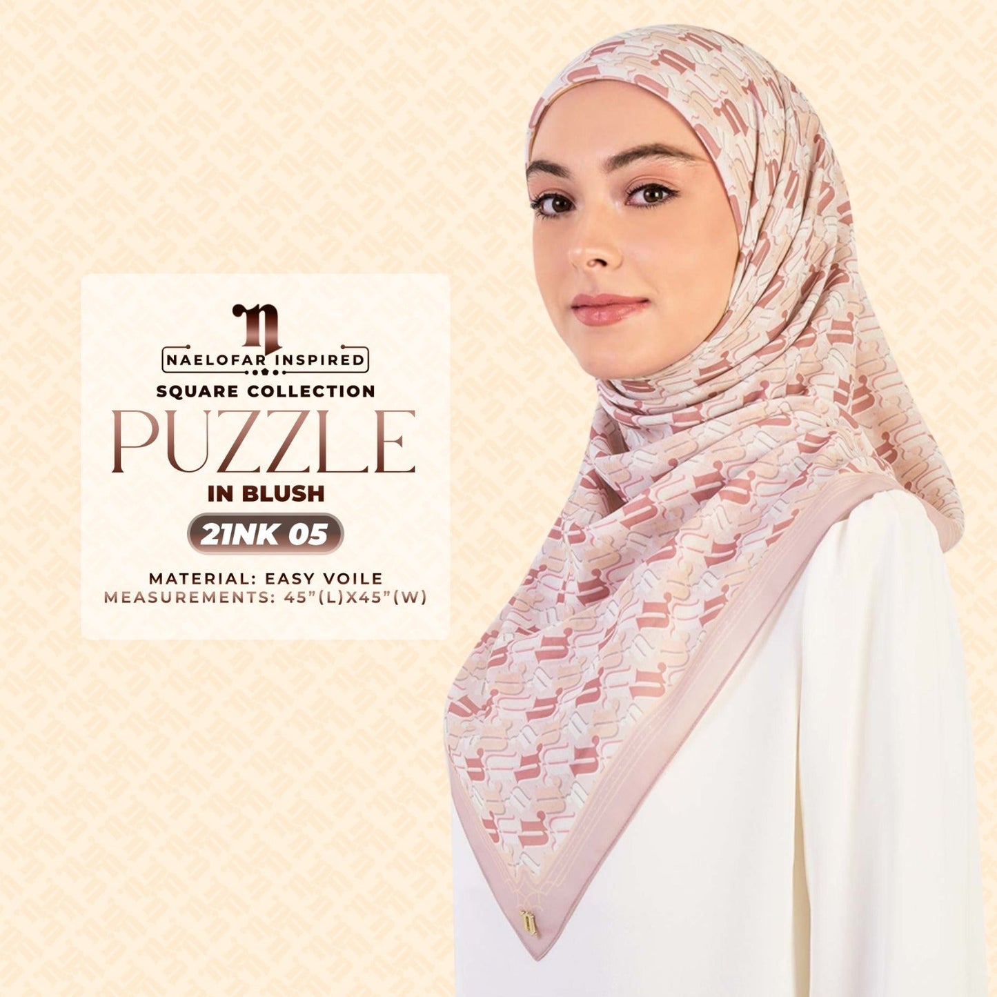 Naelofar Inspired Puzzel Printed Square Collection (21NK)