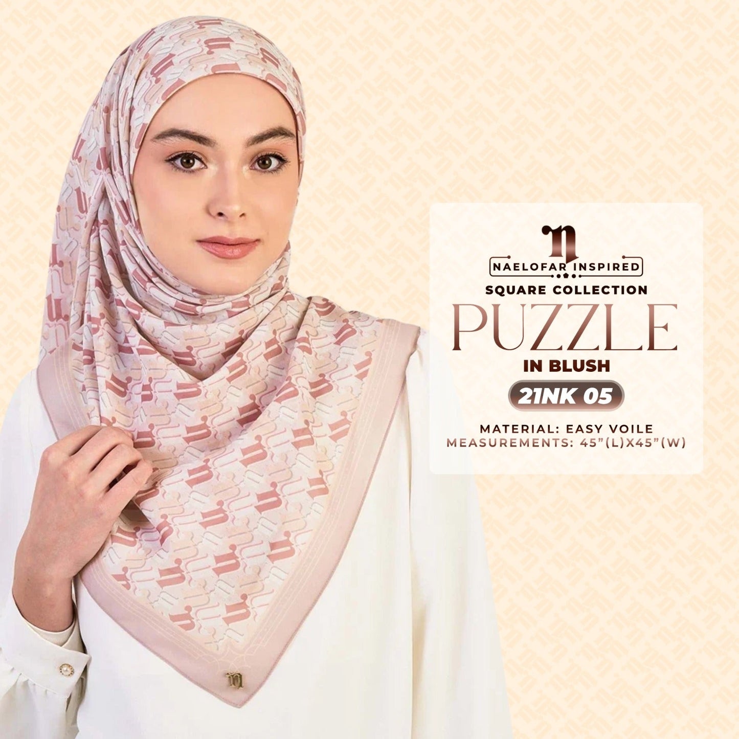 Naelofar Inspired Puzzel Printed Square Collection (21NK)