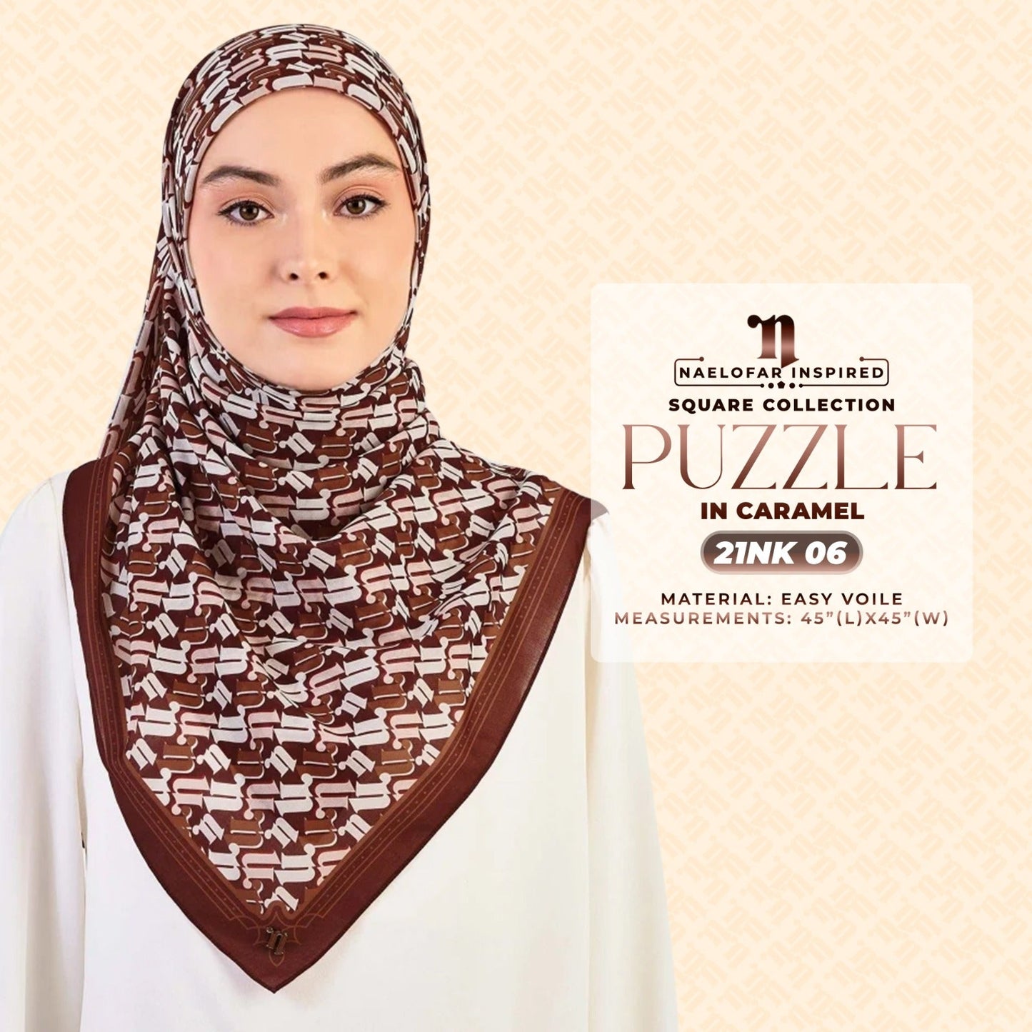 Naelofar Inspired Puzzel Printed Square Collection (21NK)