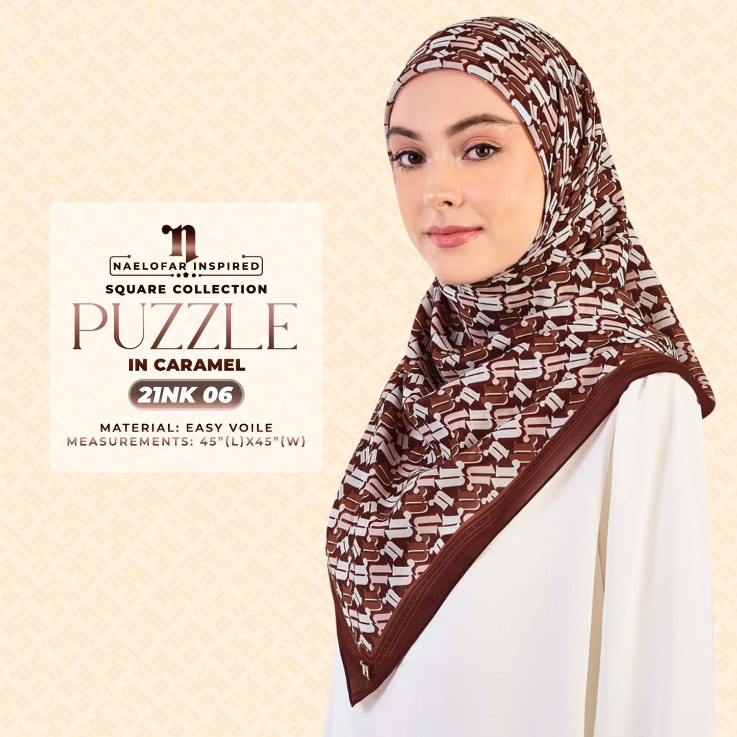 Naelofar Inspired Puzzel Printed Square Collection (21NK)