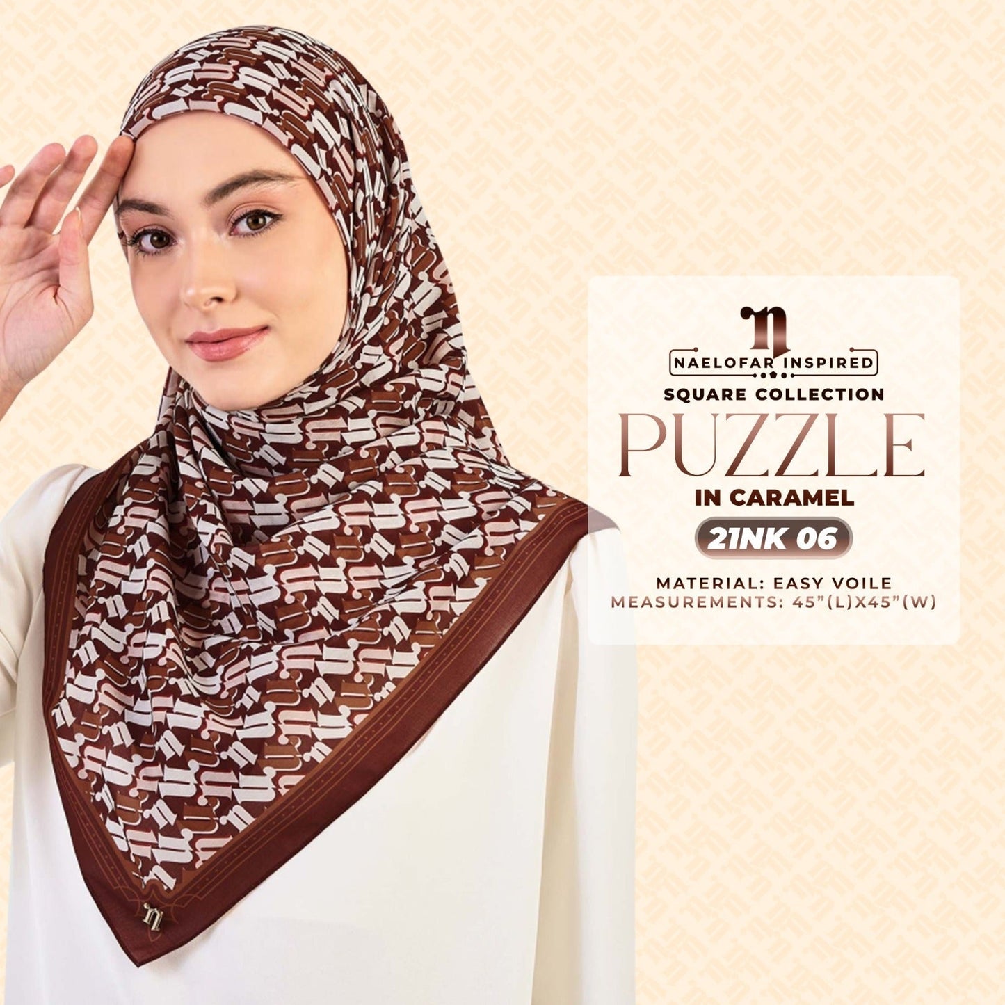 Naelofar Inspired Puzzel Printed Square Collection (21NK)
