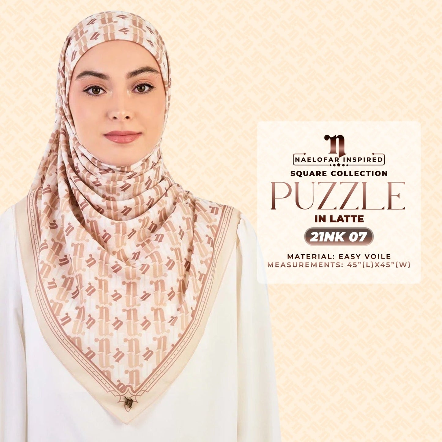Naelofar Inspired Puzzel Printed Square Collection (21NK)