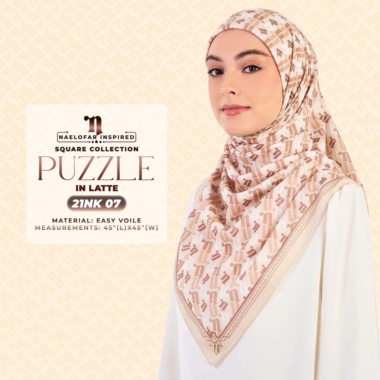 Naelofar Inspired Puzzel Printed Square Collection (21NK)