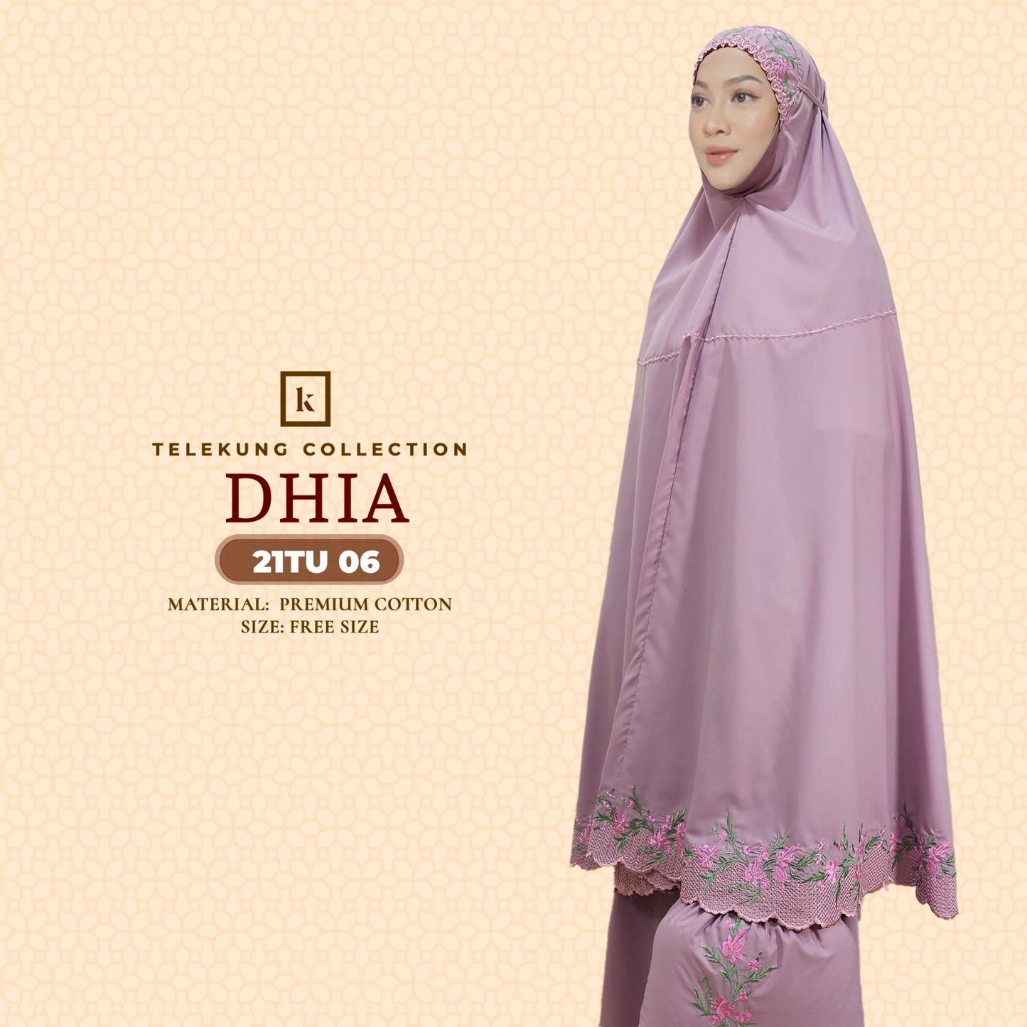 Telekung Khaulah Cantik Inspired Dhia Cotton Series (21TU)