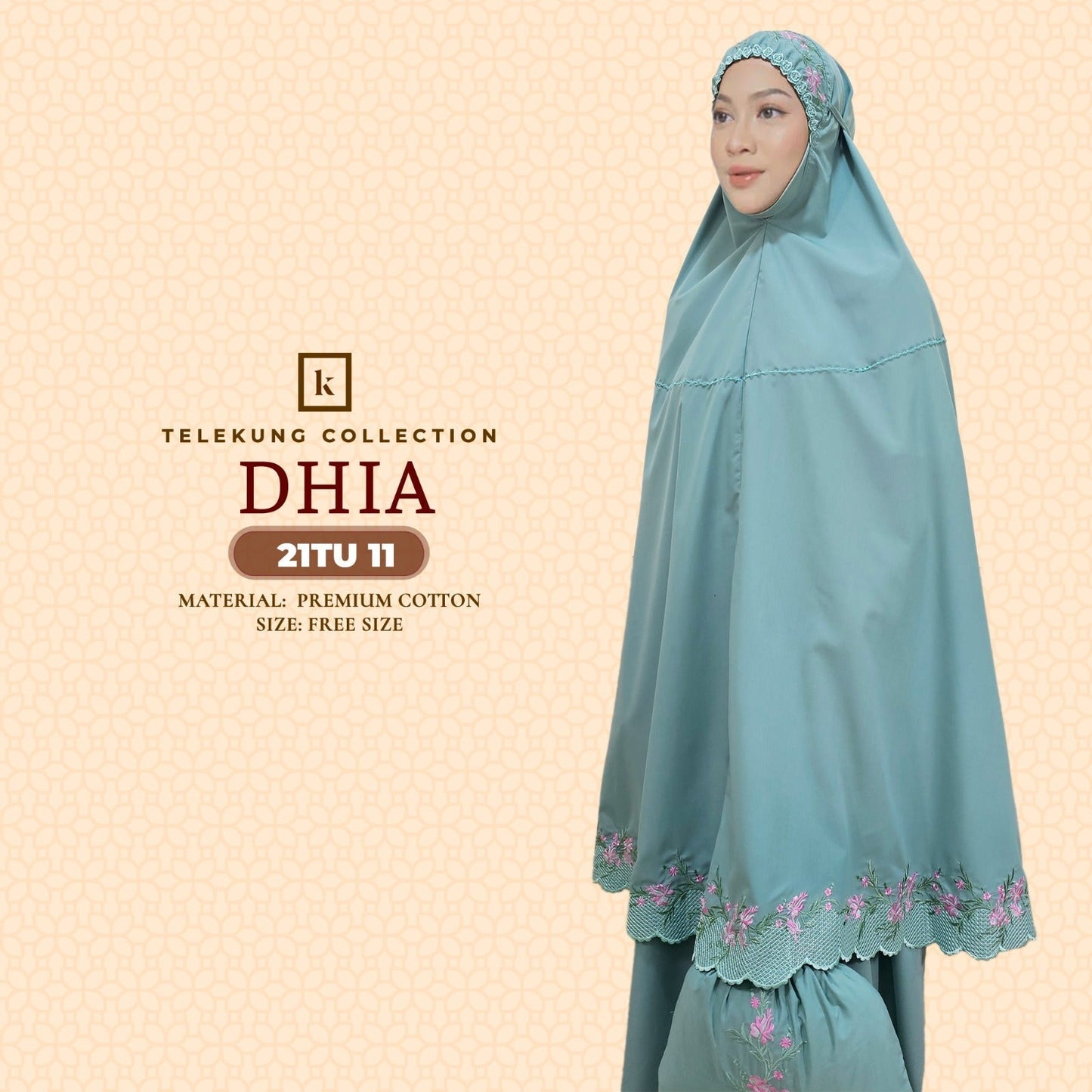 Telekung Khaulah Cantik Inspired Dhia Cotton Series (21TU)
