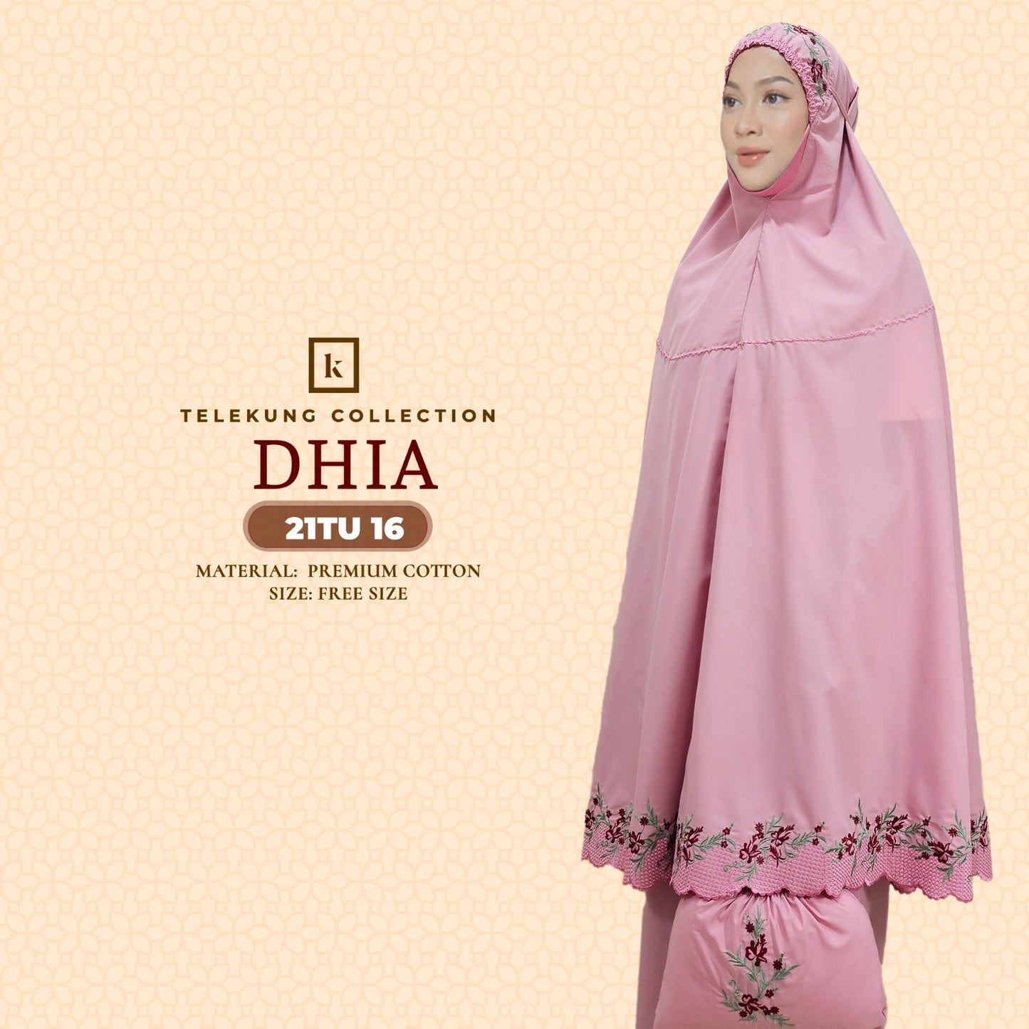 Telekung Khaulah Cantik Inspired Dhia Cotton Series (21TU)