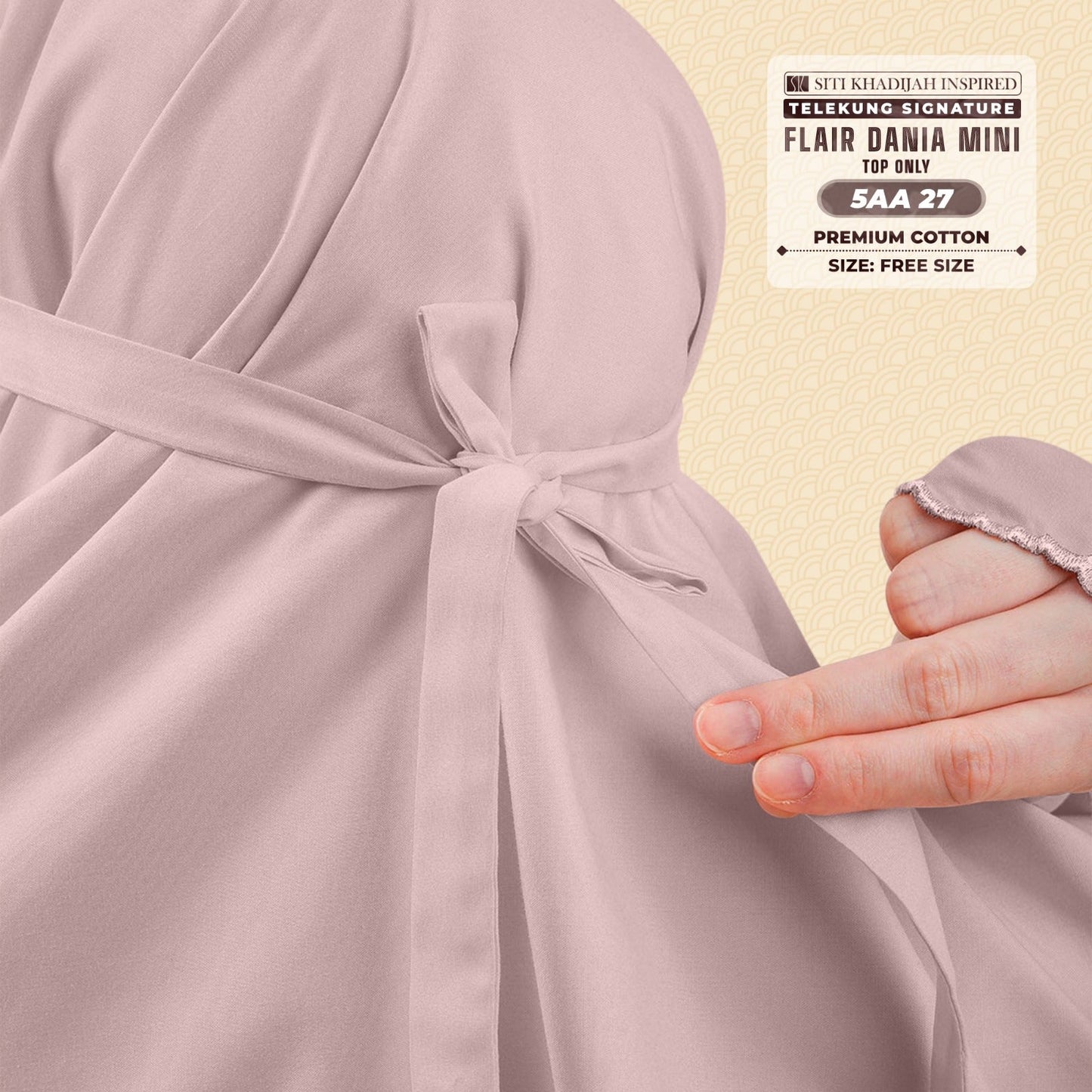Telekung Siti Khadijah Flair Dania Mini (Top Only) - Free Woven bag (5AA)