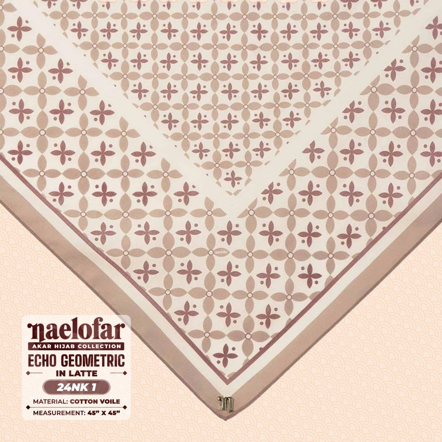 Naelofar Inspired Echo Geometric Printed Cotton Voile Square (24NK)