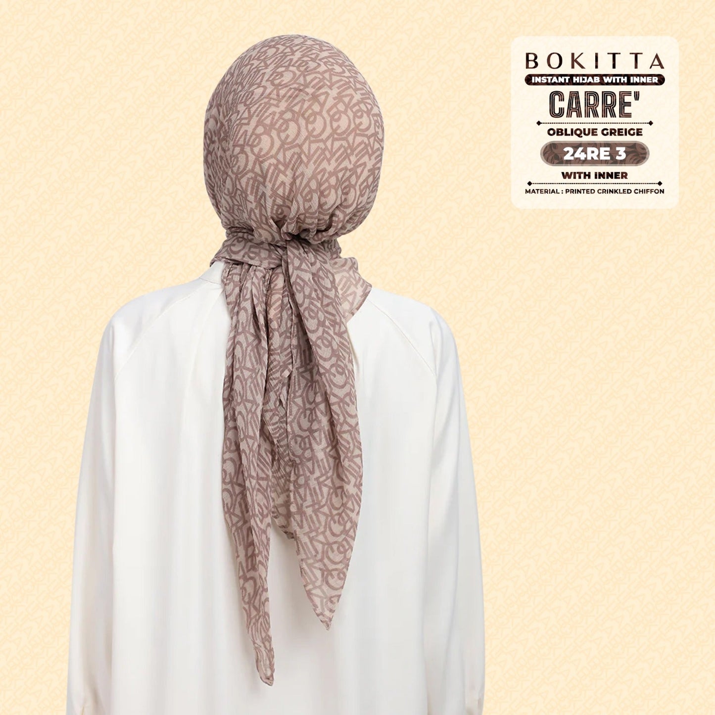 Bokitta Hijab Inspired Oblique Griege Collection - Free Box