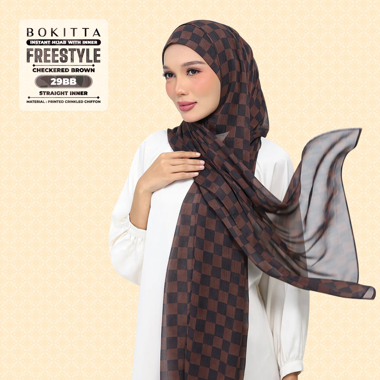 Bokitta Inspired Checkered Brown Collecion (29BB) - Free Box