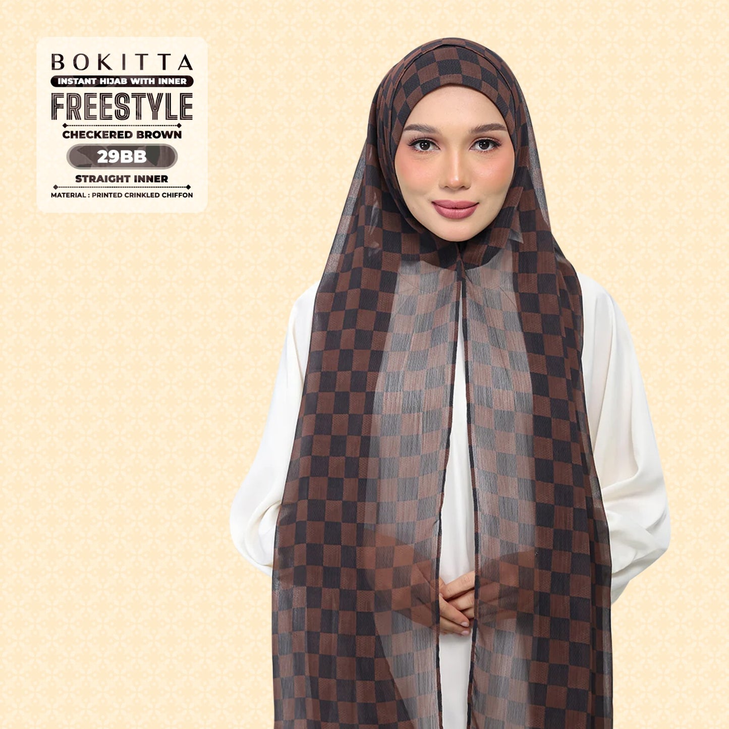 Bokitta Inspired Checkered Brown Collecion (29BB) - Free Box