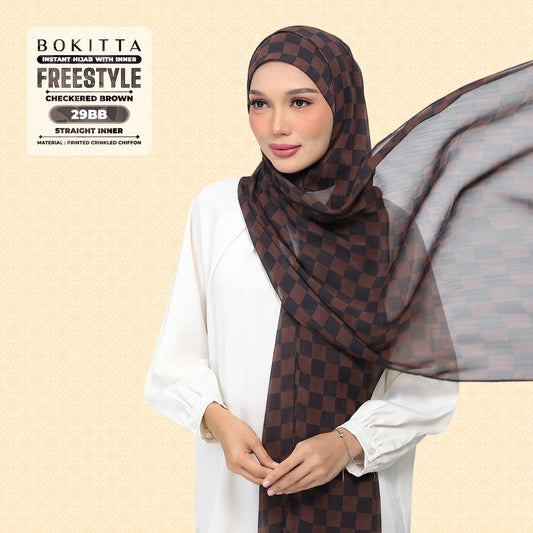 Bokitta Inspired Checkered Brown Collecion (29BB) - Free Box