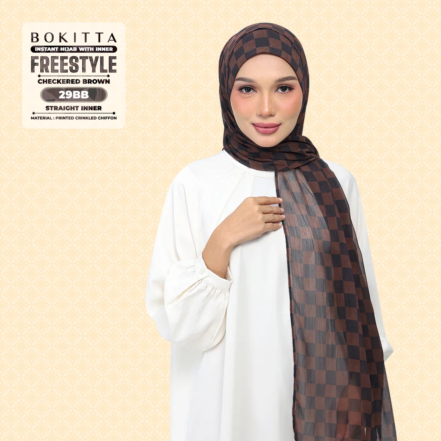 Bokitta Inspired Checkered Brown Collecion (29BB) - Free Box