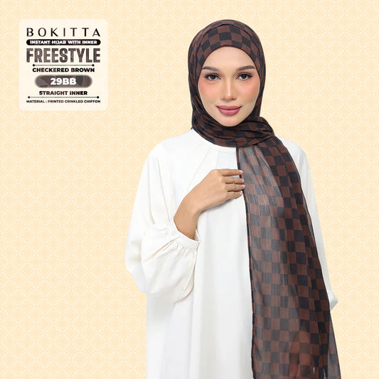 Bokitta Inspired Checkered Brown Collecion (29BB) - Free Box
