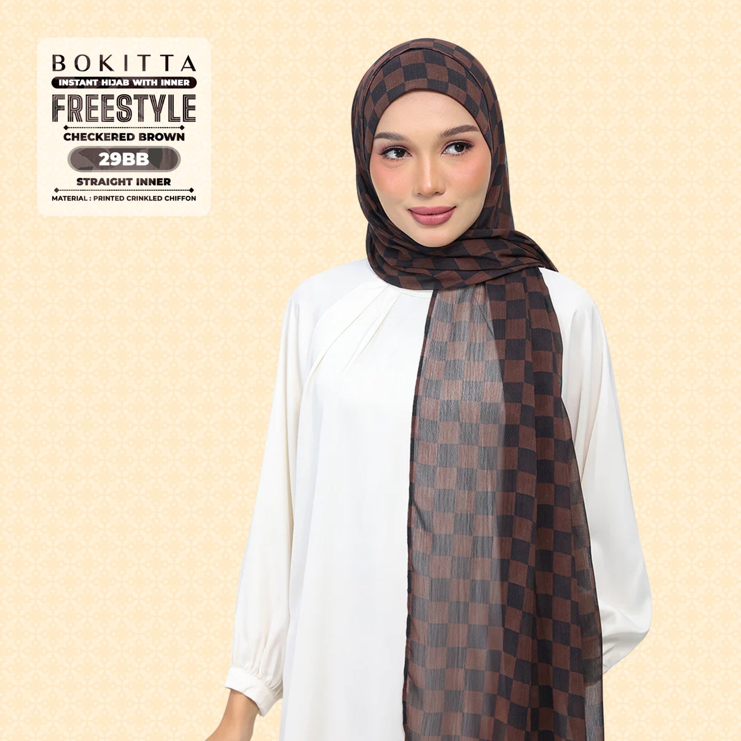 Bokitta Inspired Checkered Brown Collecion (29BB) - Free Box