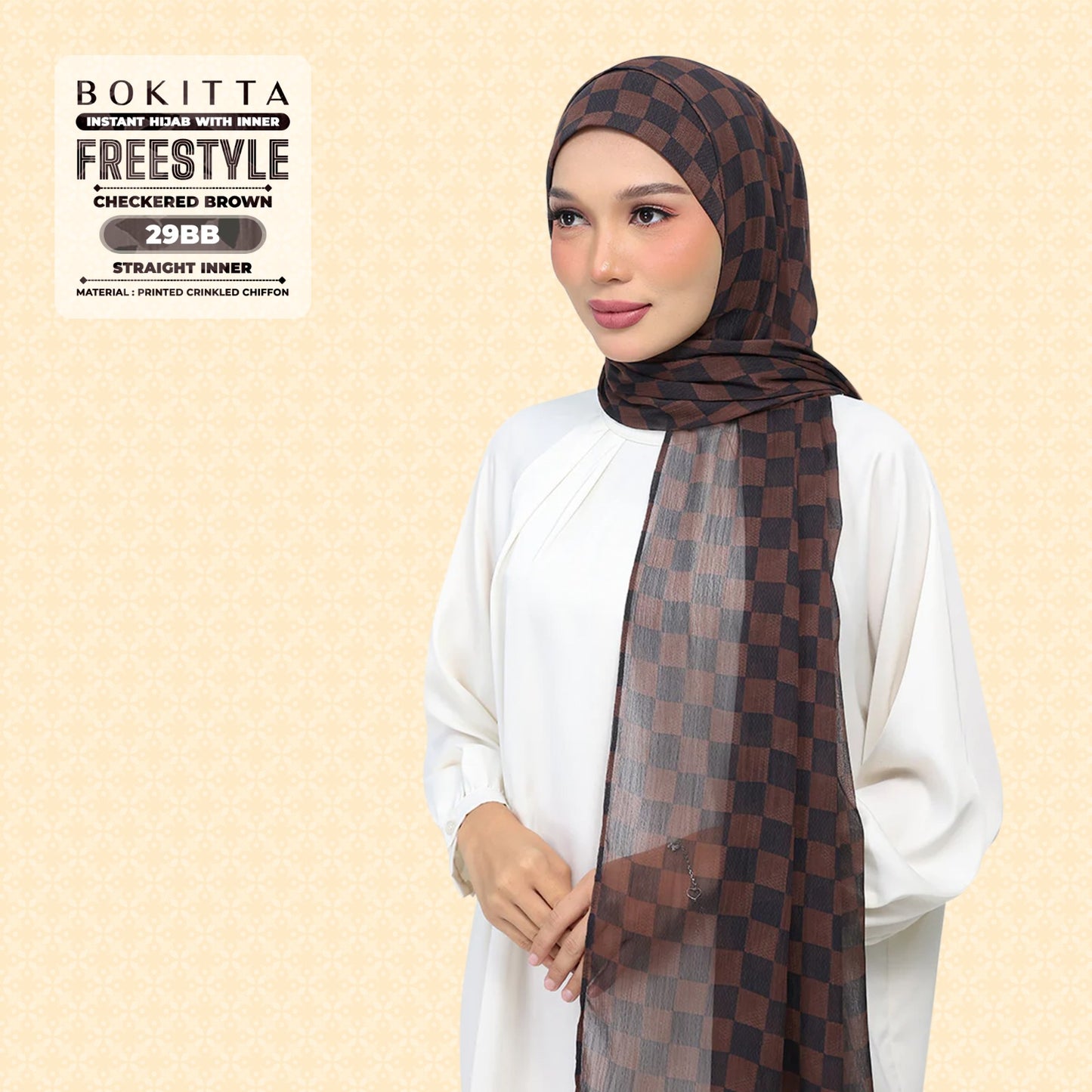 Bokitta Inspired Checkered Brown Collecion (29BB) - Free Box