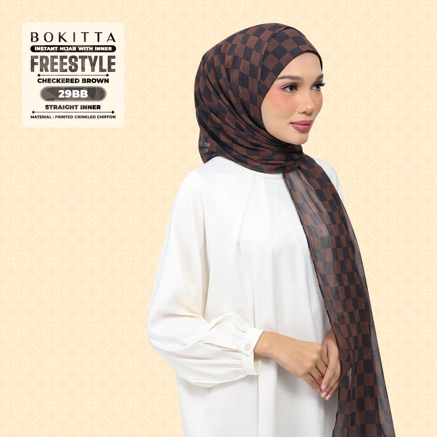 Bokitta Inspired Checkered Brown Collecion (29BB) - Free Box