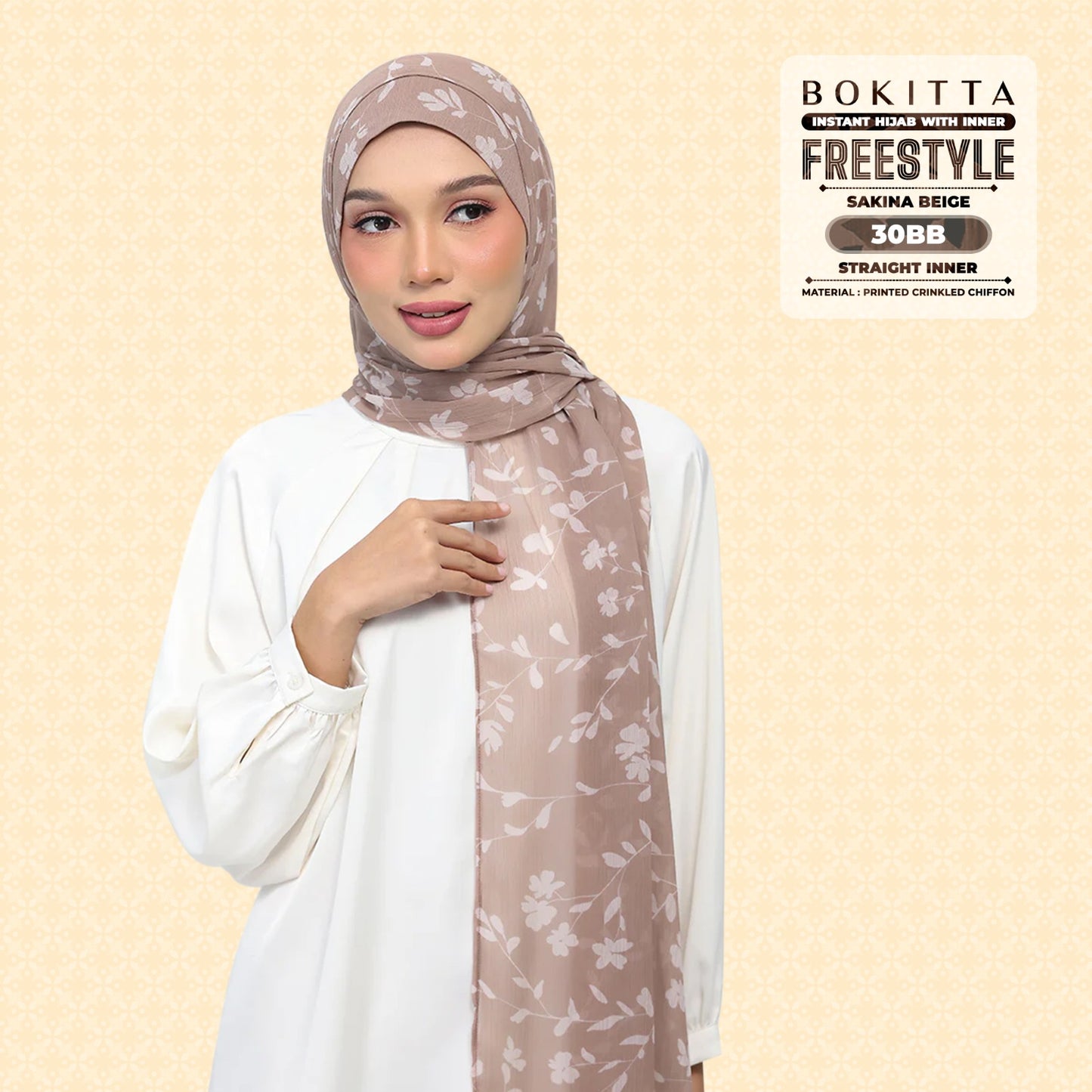 Bokitta Inspired Sakina Beige Collecion (30BB) - Free Box