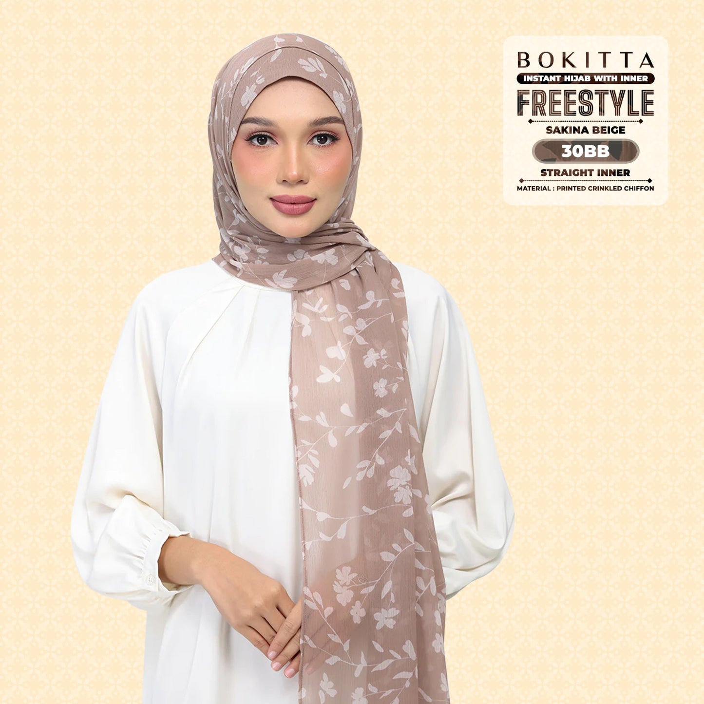 Bokitta Inspired Sakina Beige Collecion (30BB) - Free Box