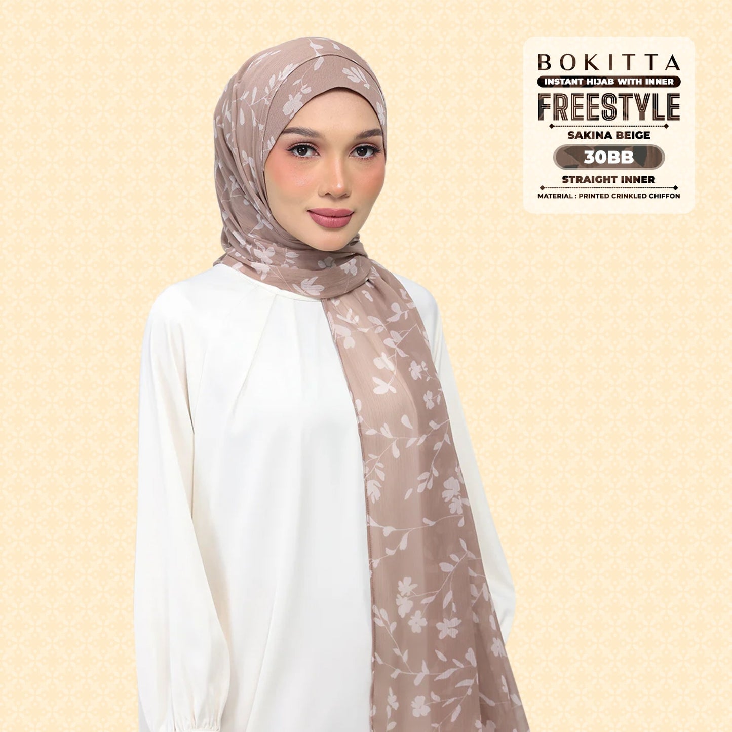 Bokitta Inspired Sakina Beige Collecion (30BB) - Free Box