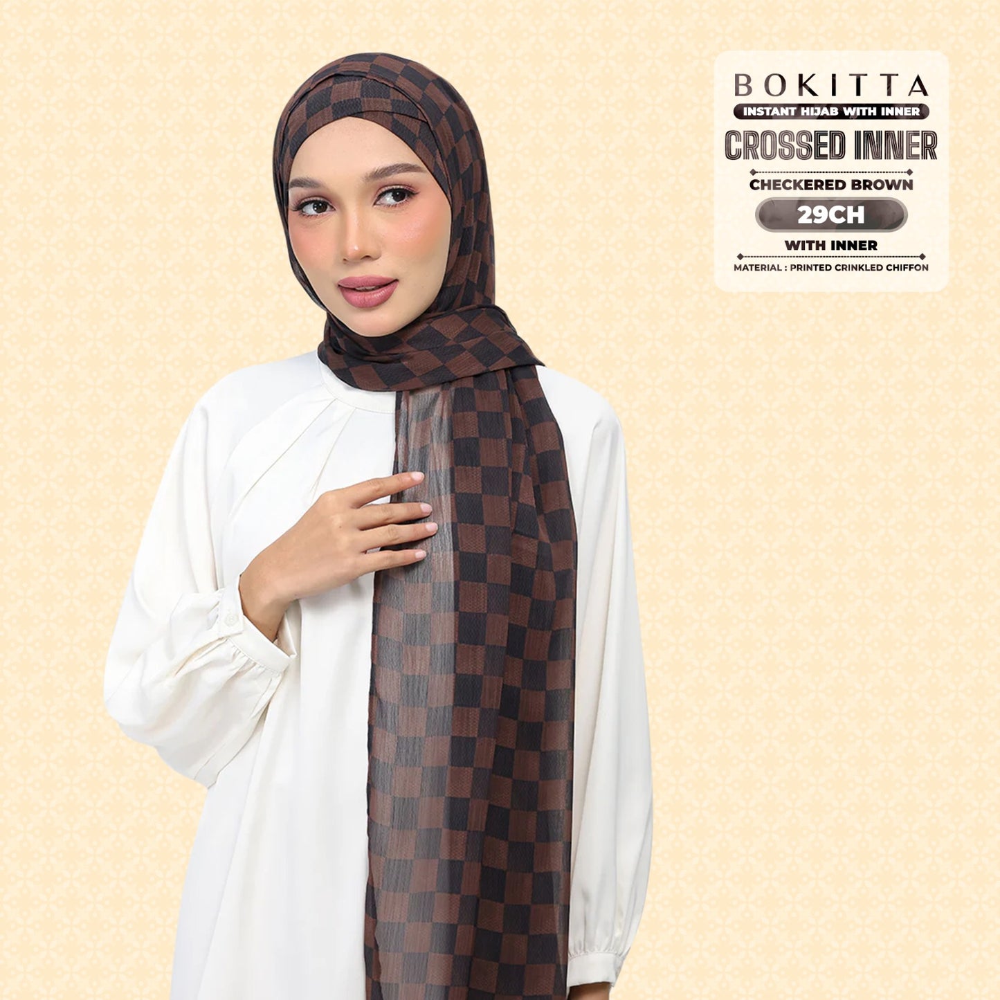 Bokitta Inspired Checkered Brown Collecion (29BB) - Free Box