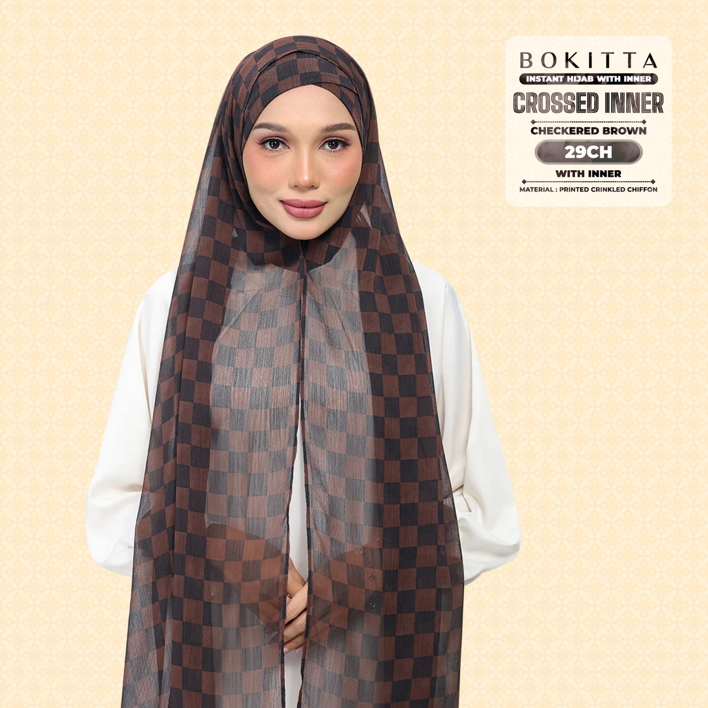 Bokitta Inspired Checkered Brown Collecion (29BB) - Free Box