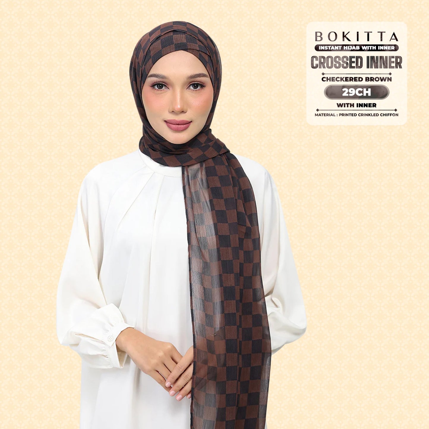 Bokitta Inspired Checkered Brown Collecion (29BB) - Free Box